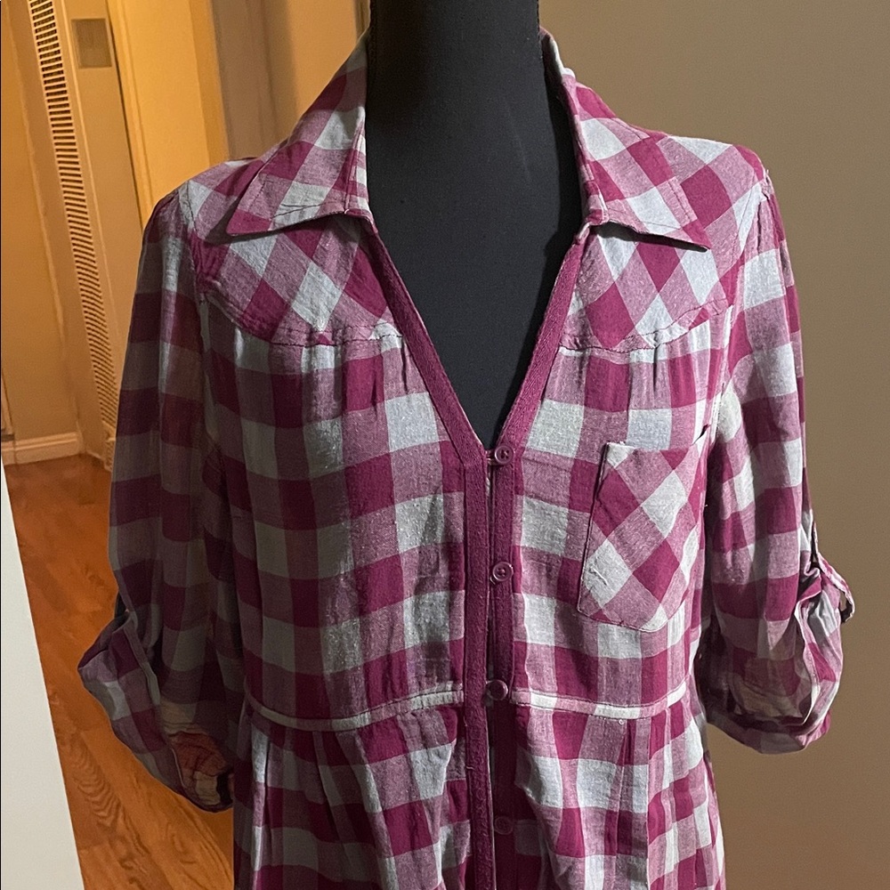 Decree Red and Gray Plaid Dress - Picture 5 of 8